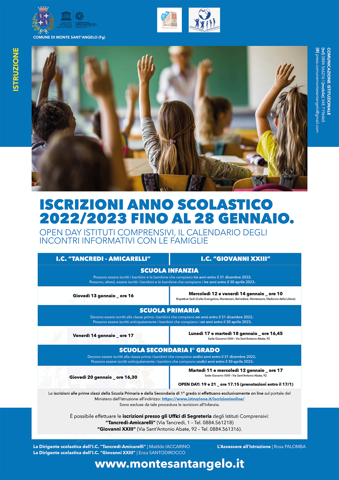 Iscrizioni anno scolastico 2022/2023 fino al 28 gennaio