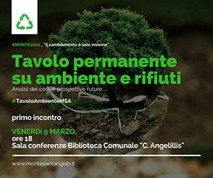 #Monte2022, venerdì 9 l’incontro del “Tavolo permanente su ambiente e rifiuti”