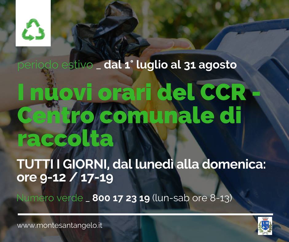 Rifiuti, dal 1° luglio prolungati gli orari di apertura del Centro comunale di raccolta 